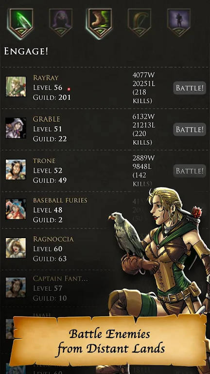 PvP section of Age of Legends on a mobile phone